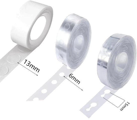 Set di 3 Rotoli per Ballo - Catena con Foro Doppio/Singolo - Punti di Adesione - Slinga - Materiale Translucido in Plastica - Decorazione per Ballo
