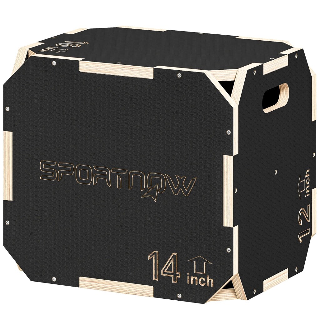 Plyo Box Legno 3 in 1 ¨C Xylo ¨C 41x36x31 cm Nero Maniglie