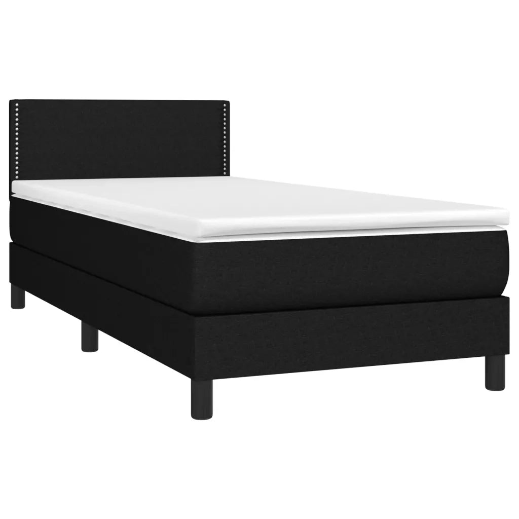 Giroletto a Molle con Materasso-Struttura Letto Nero 90x190 cm in Tessuto 388709