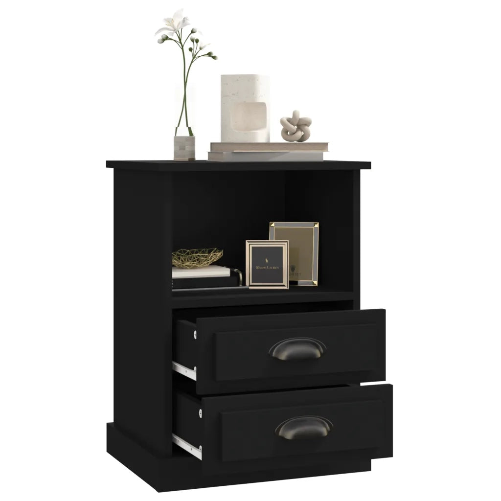 Set di 2 Comodini | Armadio da Notte | Mobiletto da notte Neri 43x36x60 cm