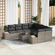 Set Divano da Giardino con cuscino 9 pcs Grigio polyrattan