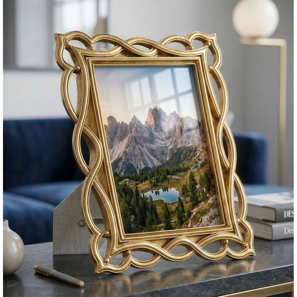 Cornice portafoto Wave oro dal profilo ondulato 15x20 cm
