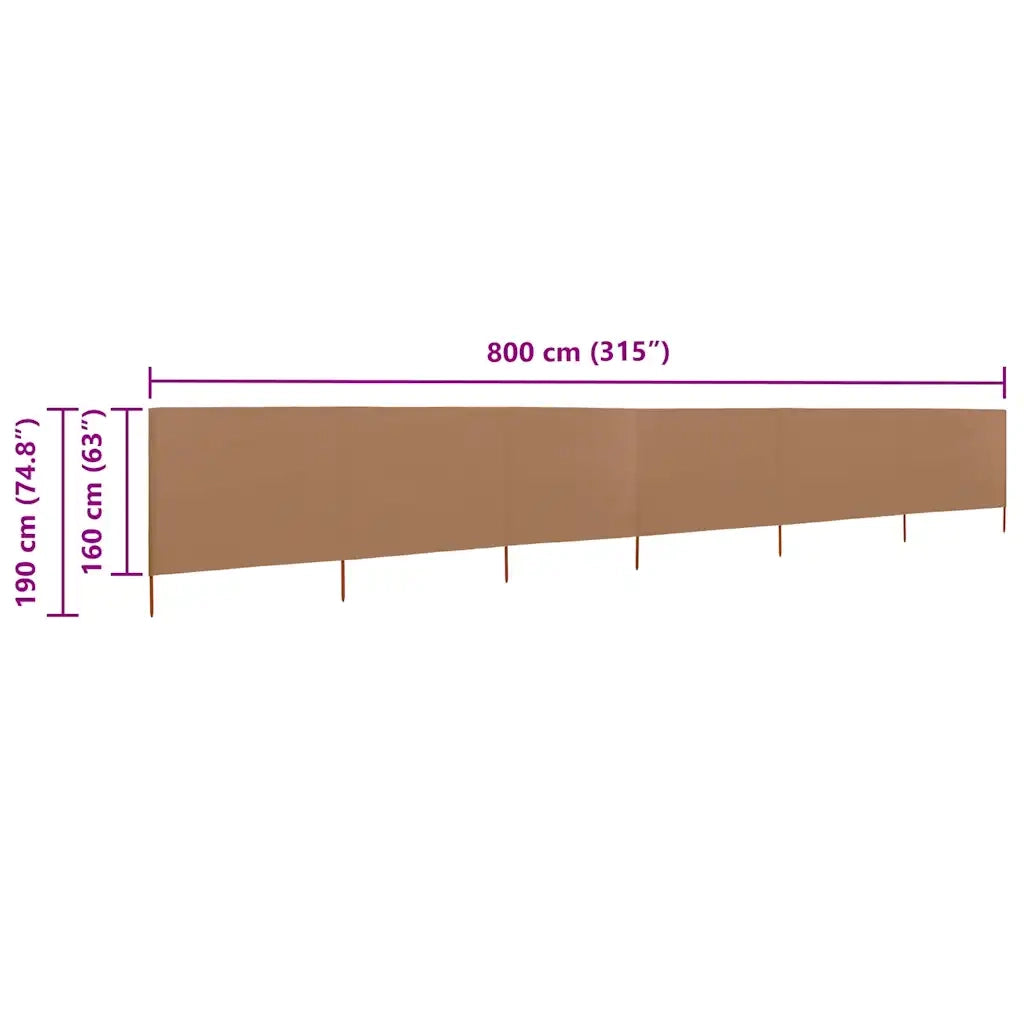 Paravento a 6 Pannelli in Tessuto 800x160 cm Grigio Talpa 47183