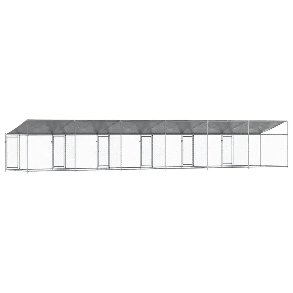 Gabbia Cani con Tetto e Porta Grigia 10x2x2 m Acciaio Zincato 3209571