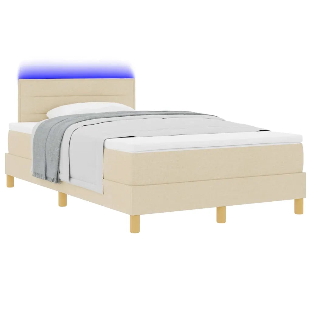 Letto a Sorgente LED con strisce LED Crema 120 x 200 cm Tessuto 3342357