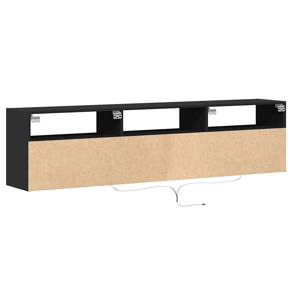 Mobile TV a parete con LED Nero 180x31x45 cm 3307941