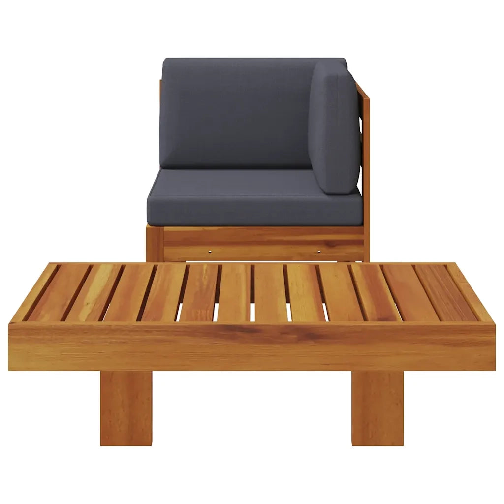 Set Divani Giardino 2 pz | Set Salotto da Giardino con Cuscini Grigio Scuro Legno Acacia