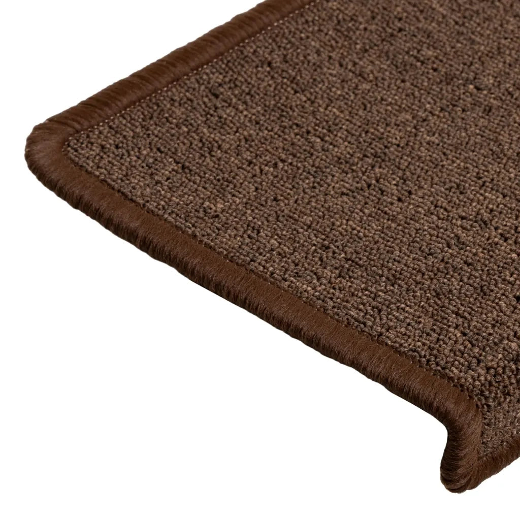 Tappetini per scale 15 pz | Gradini per Scale 65x21x4 cm Marrone Bordo rettangolare