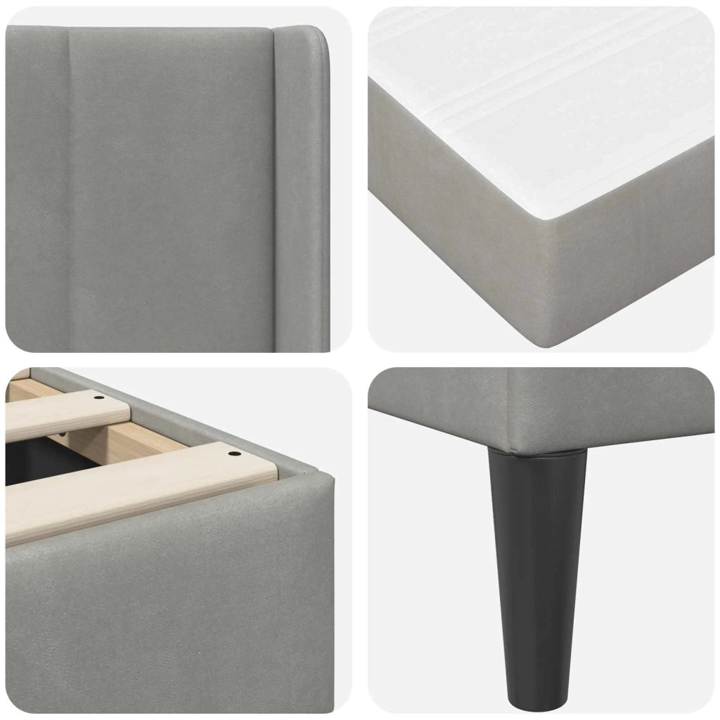 Struttura letto con materasso Grigio chiaro 90 x 190 cm Velluto 3415244