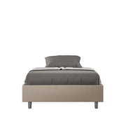 Letto matrimoniale francese con rete imbottito 140x200 similpelle tortora Azelia