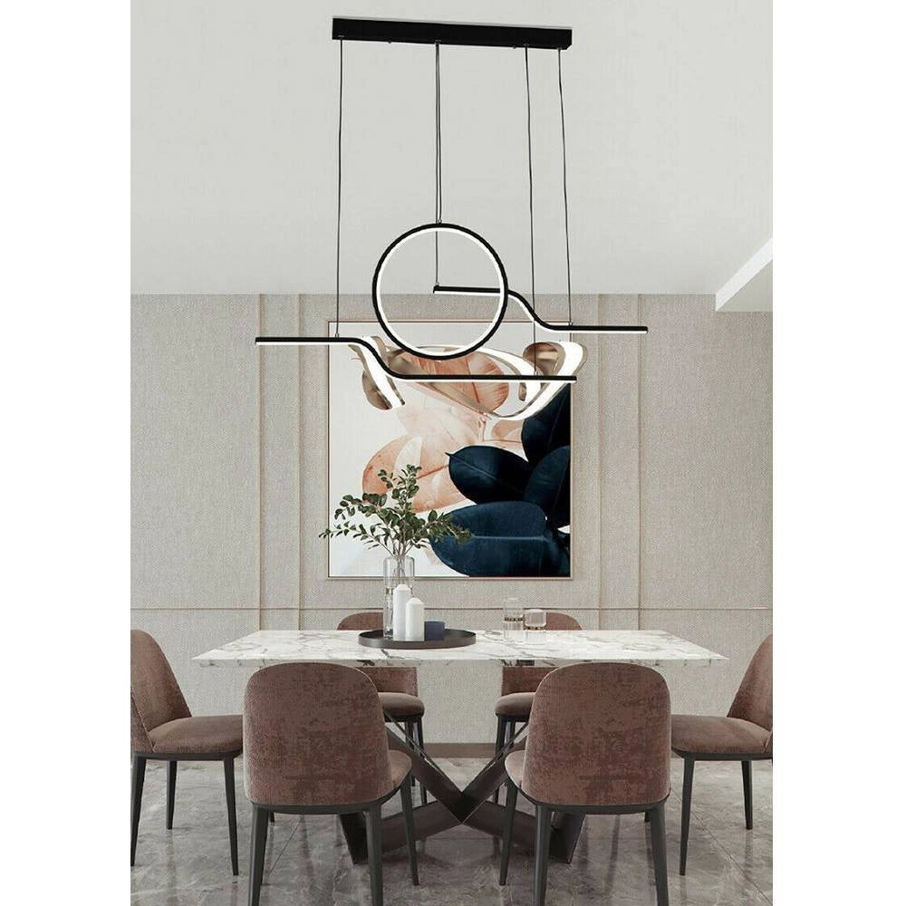 Trade Shop - Lampadario Led 32w Lampada Stile Contemporaneo Moderno Luce 6500k 4000k Nero A44 -