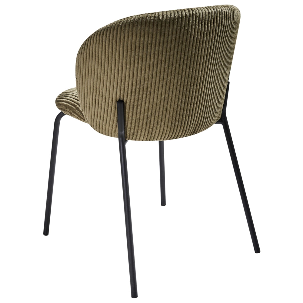 Set di 2 sedie da pranzo in velluto verde oliva stile retrò seduta rotonda