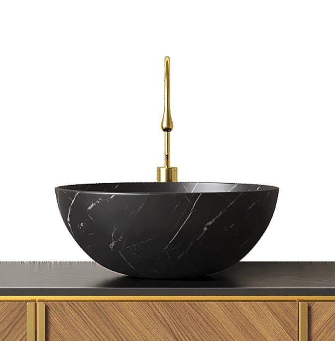 Lavabo da appoggio in ceramica nero opaco con superficie senza pori, facile da pulire