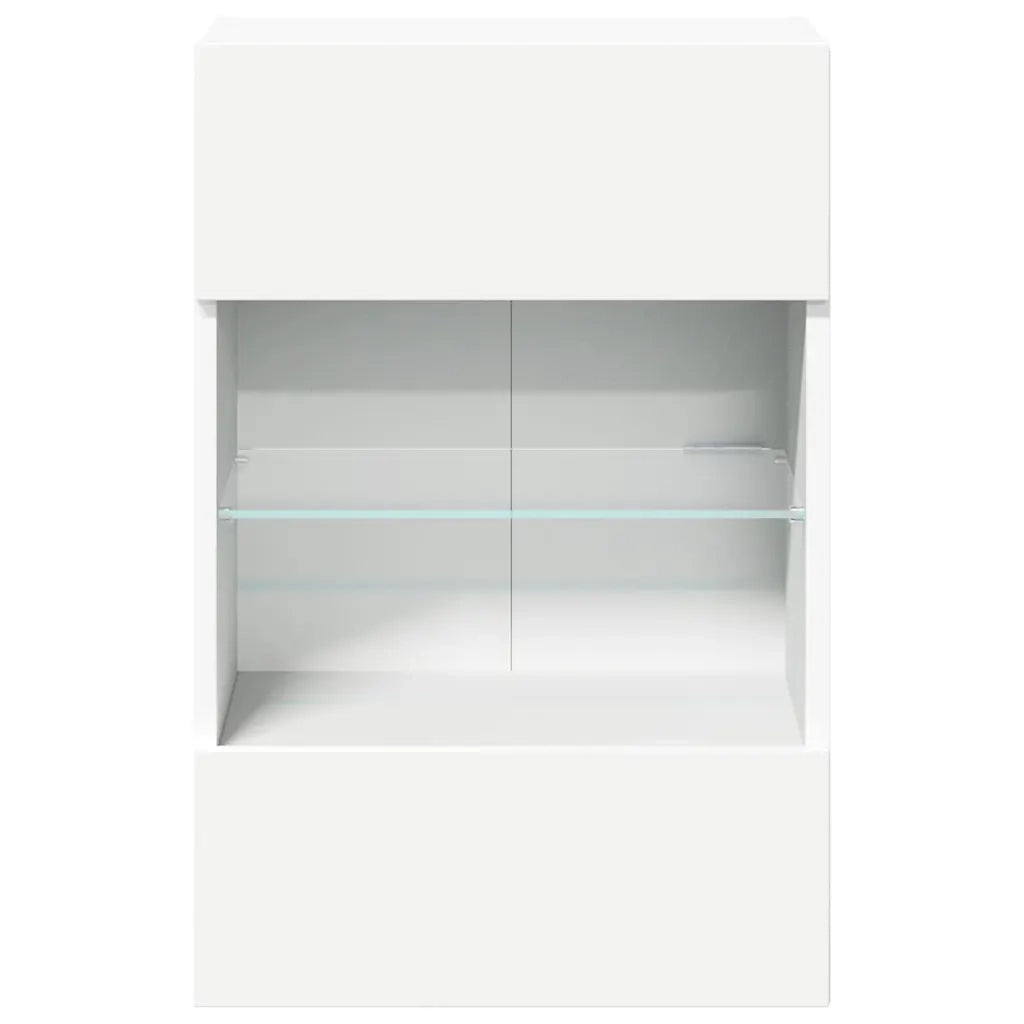 Mobili da parete con luci LED per TV 2pz Bianchi 40x30x60,5 cm 837079