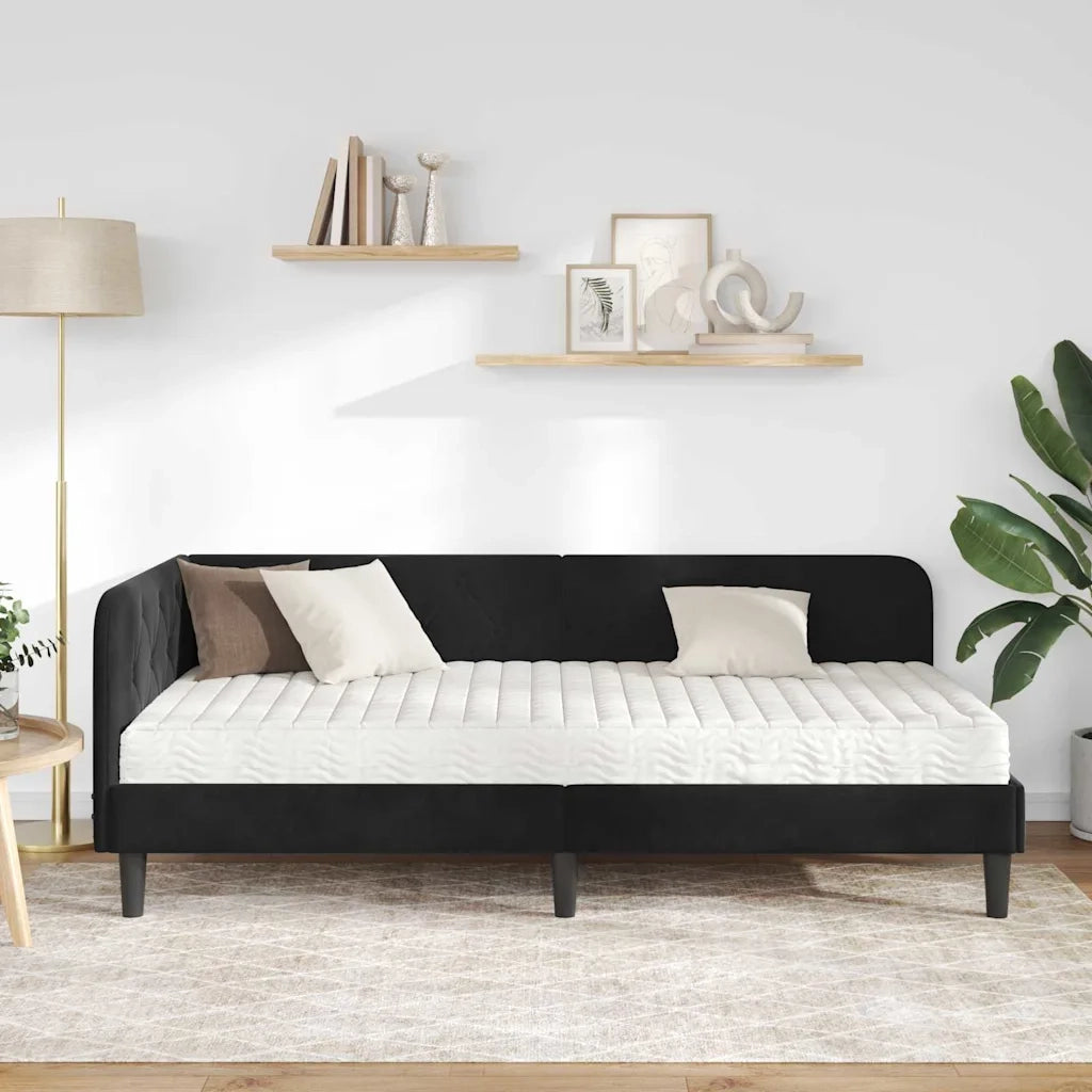 Cornice del letto ad angolo Nero 90 x 190 cm Velluto 3394149