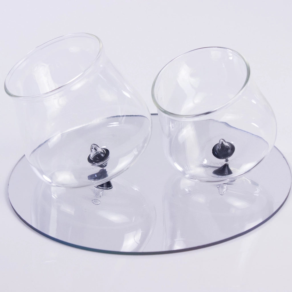 Zafferano Set 6 Bicchieri Tumbler Serie Pirolo in Vetro Borosilicato Colore Nero, Design Obliquo e Rotante per una Tavola Elegante e Raffinata
