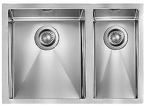 CM 012053.S0.01.2018 FILORAGGIATO Lavello da incasso 2 vasche 63x45 cm acciaio inox satinato vasca grande sinistra colore Acciaio