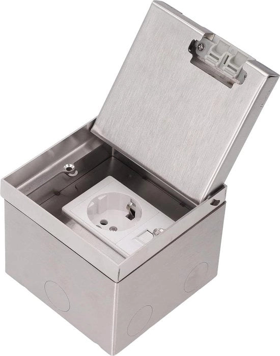 Kit di contatti in acciaio inossidabile per pavimento 16A AC250V - Incluso porta cavo rete e presa di corrente EU - Adatto per uso domestico e ufficio