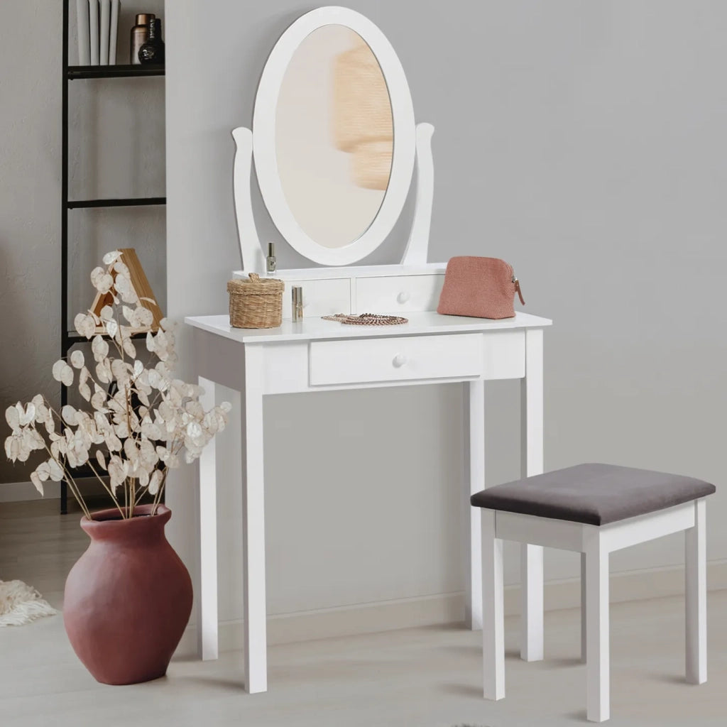 IDMarket - Toeletta con specchio e sgabello BETTY