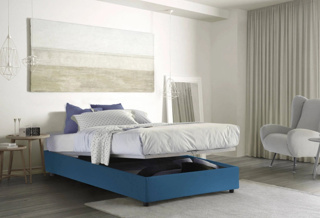 Letto Matrimoniale Alessander, Letto Matrimoniale Materasso Incluso Made in Italy, blu