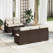 Set Divano da Giardino 6 pcs Marrone e Crema polyrattan