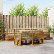 Set di divani da esterno con cuscino 7 pcs Naturale e Beige 3373603