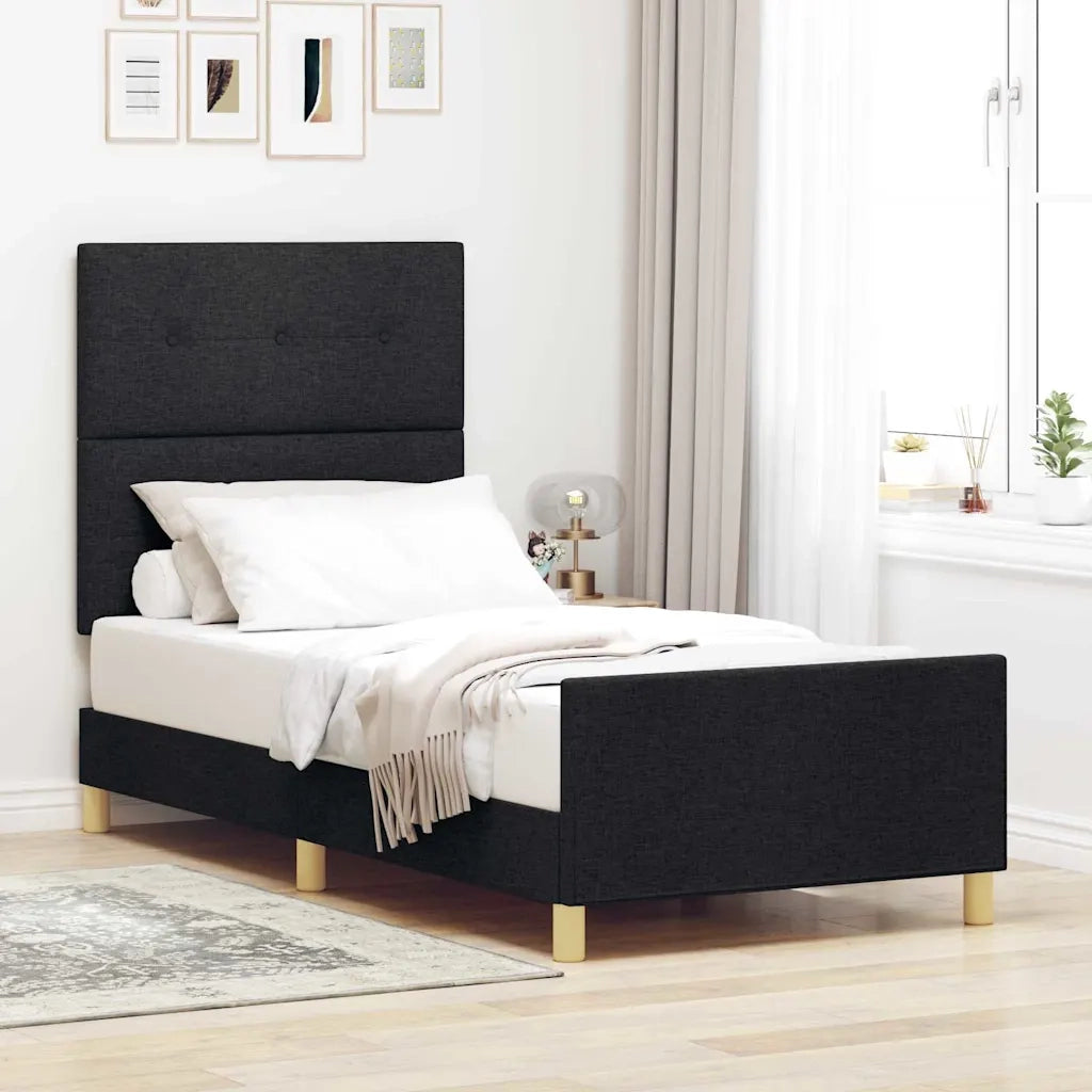 Struttura del letto con testiera Nero 100 x 200 cm Tessuto