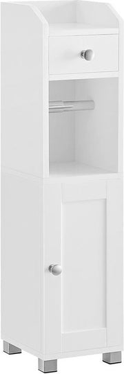 Cassa - Cassa con Ospite per Cartucce di Tovaglia - Armadio Bagno - Cassa in Legno - Cassa Indipendente - MDF - Bianco - 20 x 18 x 76,7 cm (D x P x A)