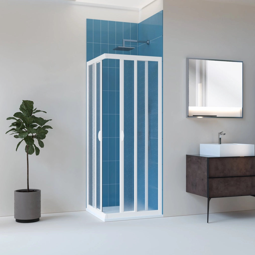 Box doccia scorrevole acrilico e pvc bianco h.190cm due lati Refote Lucy 90x90 cm