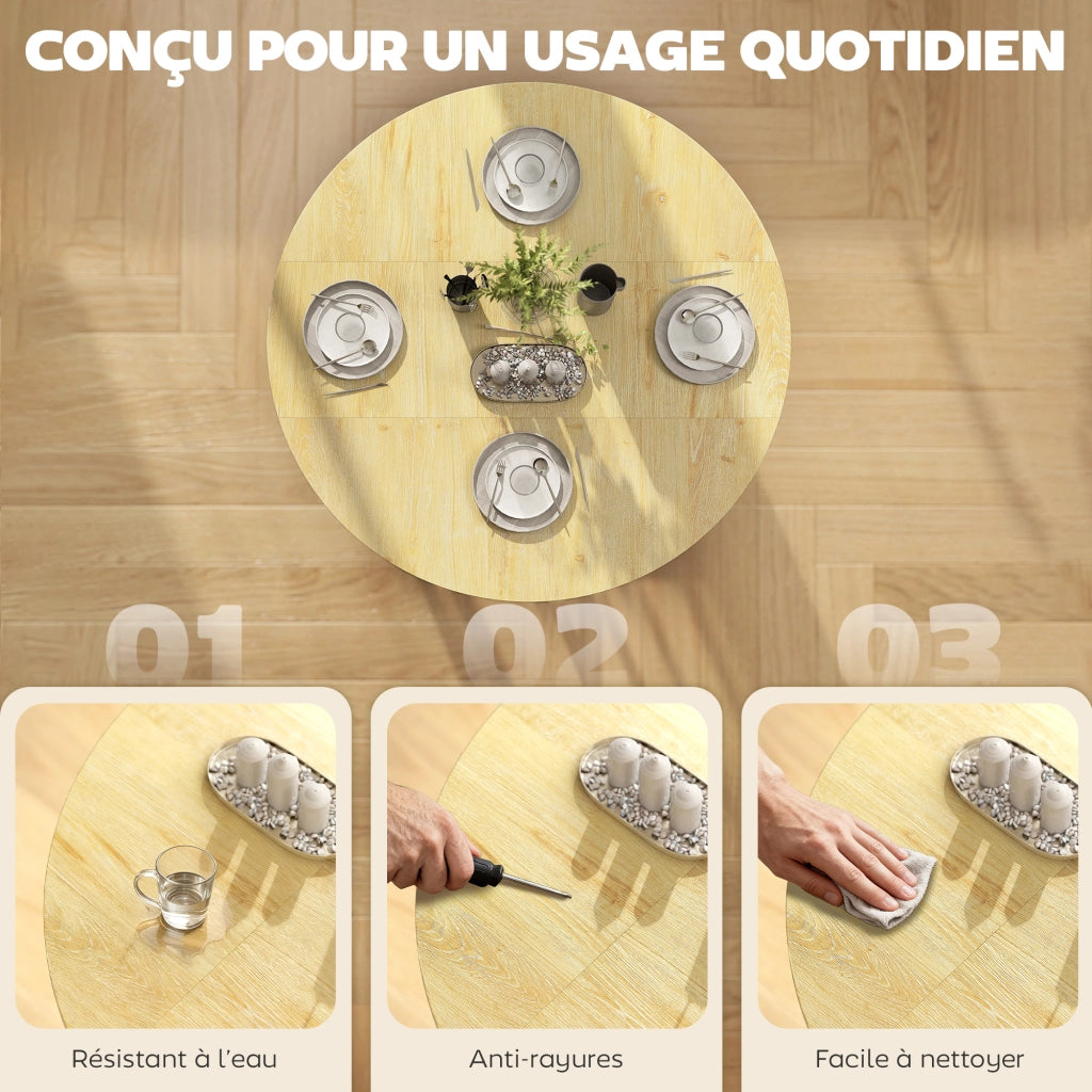 Tavolo da pranzo pieghevole con ruote e ripiano integrato ¨C Xylo ¨C 4 persone 100x100x75 cm quercia
