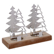Set di 2 Portacandele metallo 2 posti alberi bianco cm 18x8h15