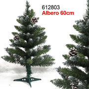 Trade Shop - Albero Di Natale 60 Cm Verde Effetto Innevato Con Pigne Decorazioni Addobbi -
