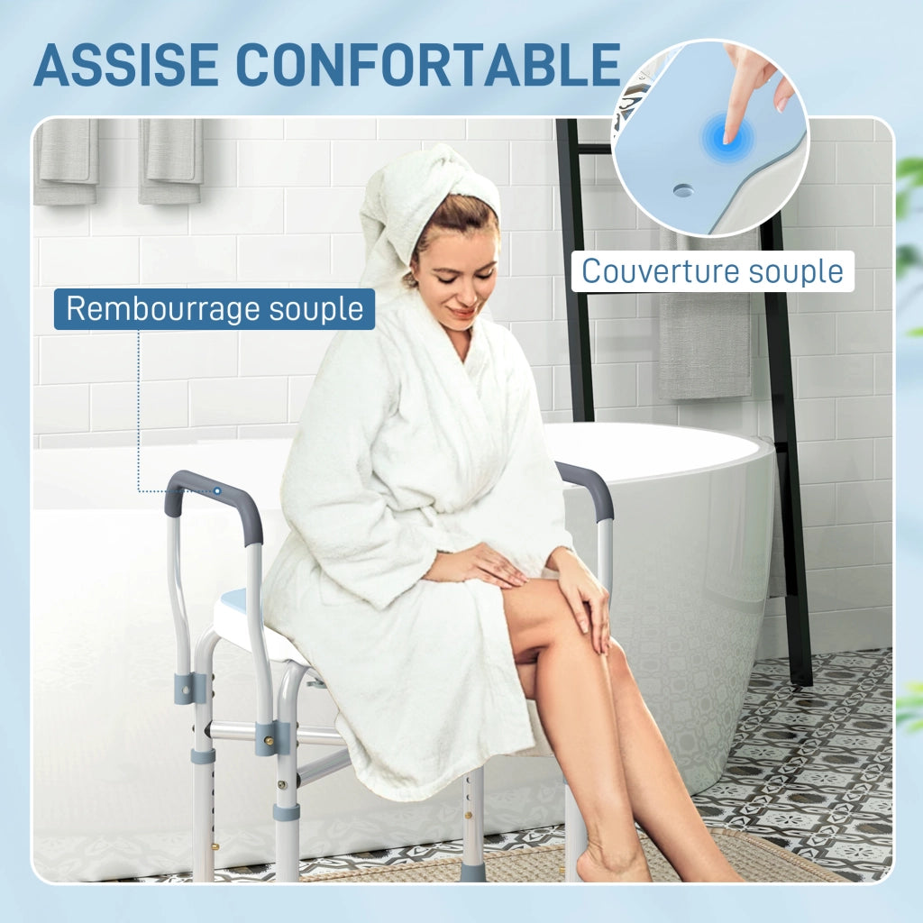 Sedia da doccia con braccioli ¨C zephmum ¨C blu chiaro 53x36x64-75 cm