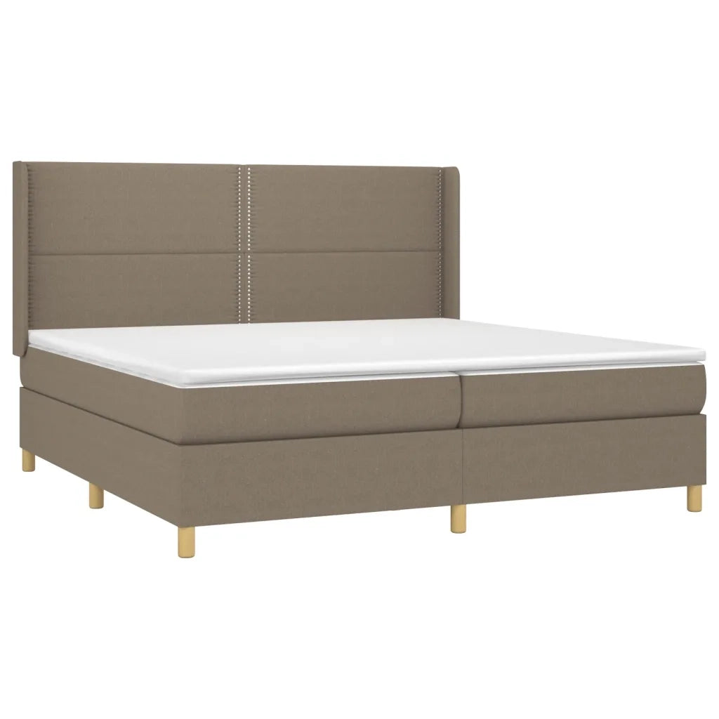 Letto a Molle Materasso e LED tortora 200x200cm in Tessuto 3138825