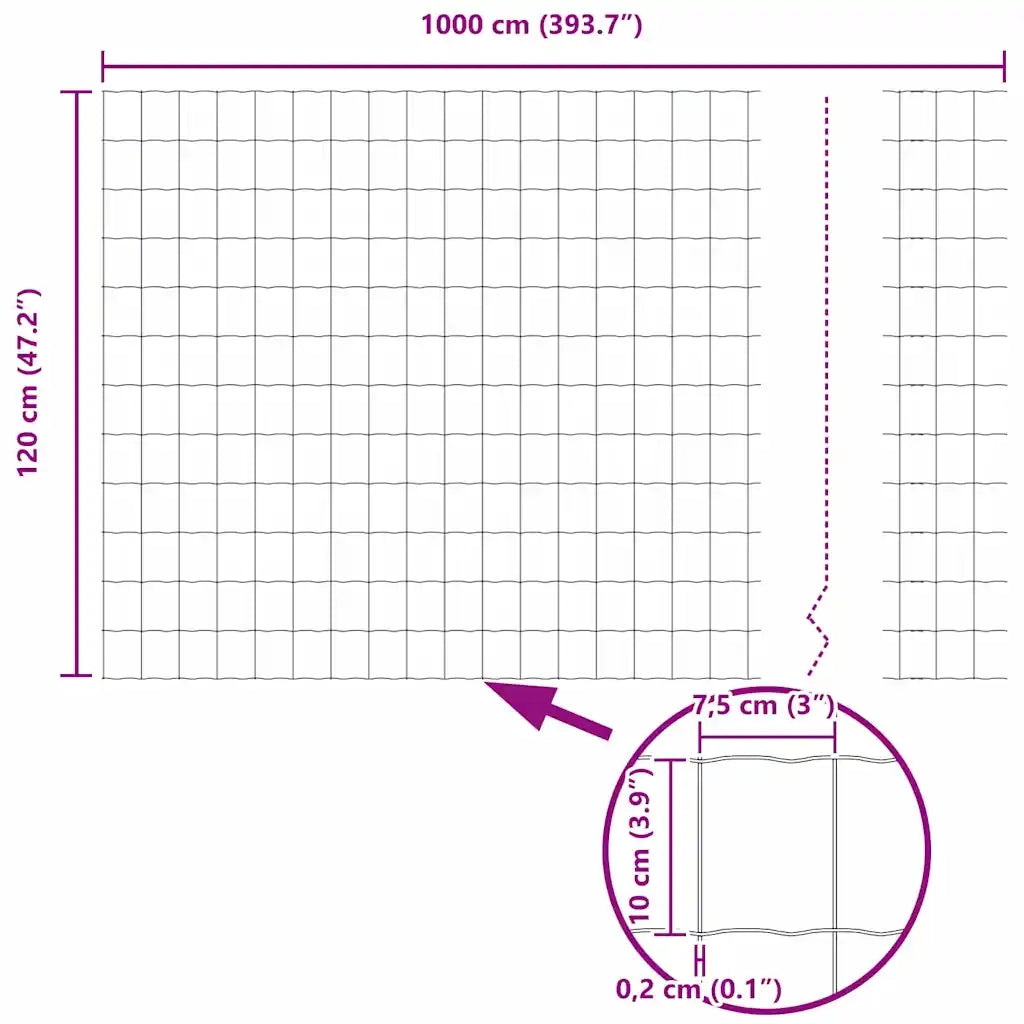 Recinzione Euro Grigio 1,2 x 10 m Ferro rivestito in PVC 42004502