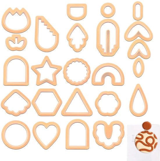Componenti decorativi in polimero per orecchini/sculture - 24 pezzi - diverse forme/misure - plastica - decorazione artistica