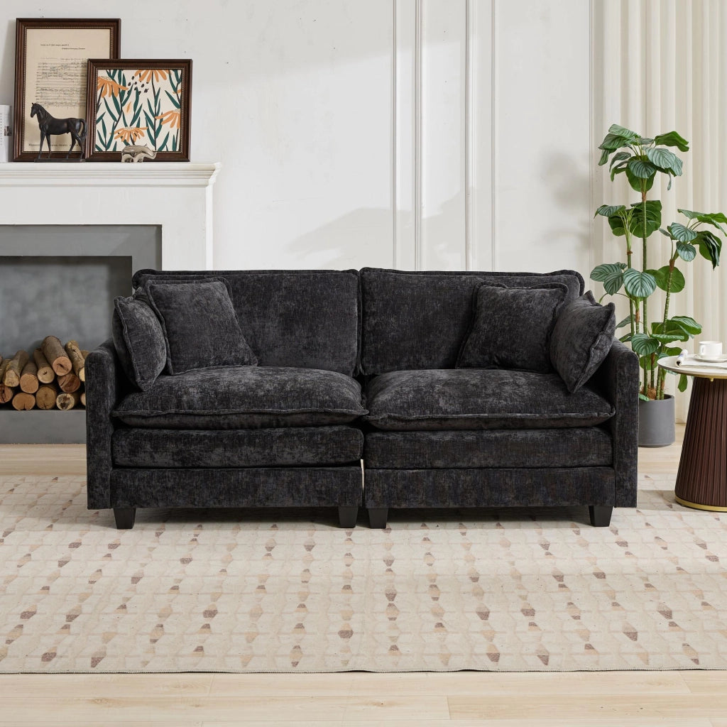 Divano Cloud Sezionale Moderno - Zephmum- per Soggiorno Camera da Letto Appartamento, Tessuto Chenille Traspirante, Nero