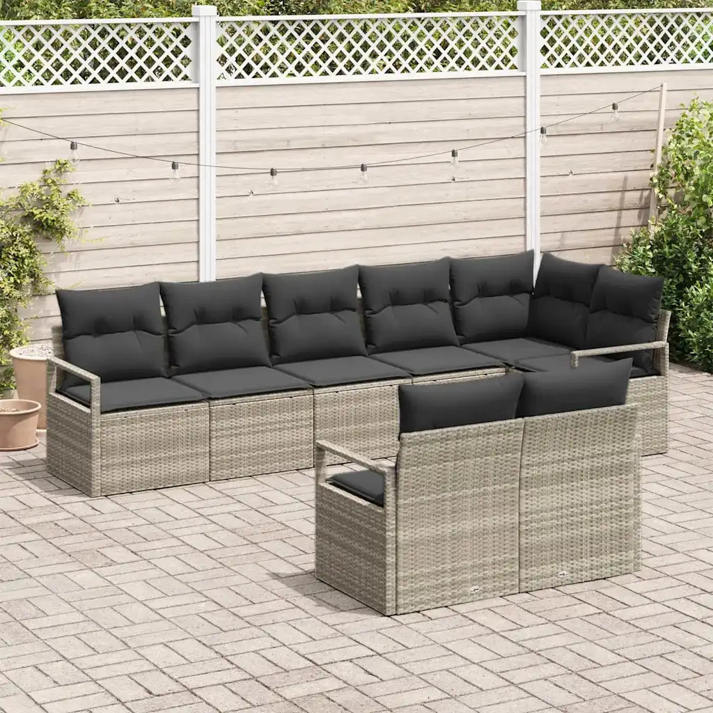 Set di divani 8 pcs Grigio chiaro polyrattan