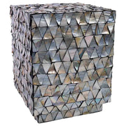 Sgabello in legno e madreperla grigia 35x35x45h cm