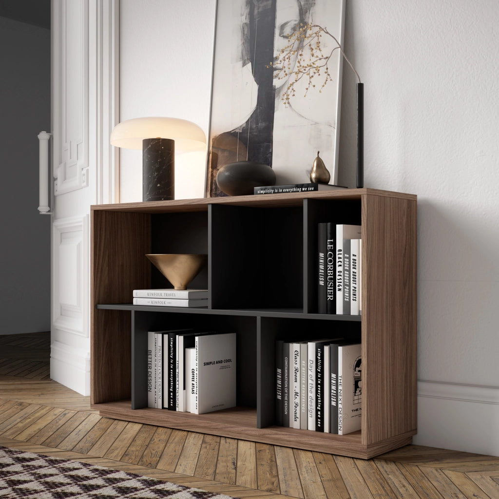 Libreria Herdasa effetto noce e grafite 80x119x32