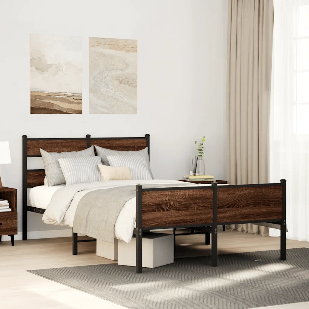 Giroletto senza Materasso-Struttura Letto Rovere Marrone 120x190 cm Truciolato 263790