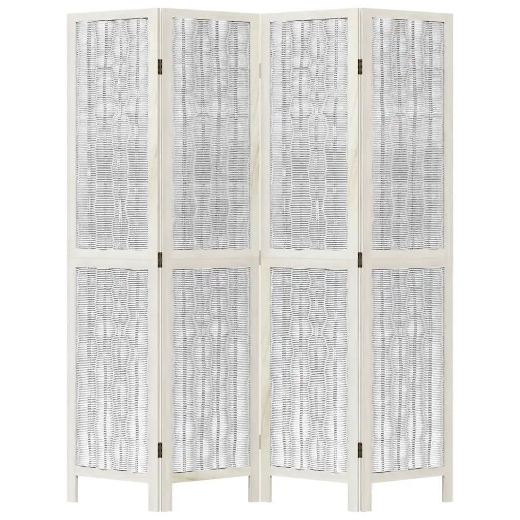 Divisorio Ambienti 4Pannelli Bianco Legno Massello di Paulownia 358674