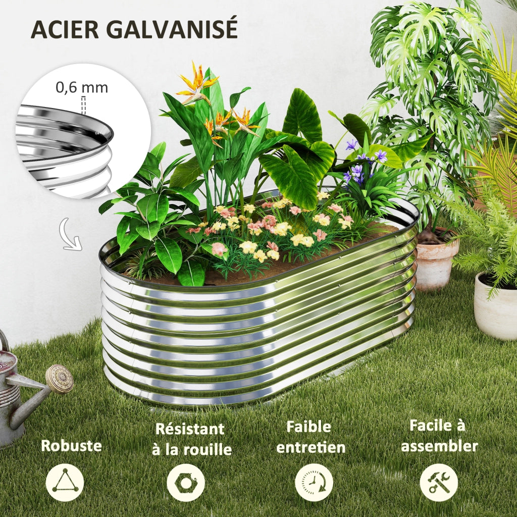 Orto rialzato da giardino ¨C Xylo ¨C acciaio galvanizzato grigio 160x80x56 cm