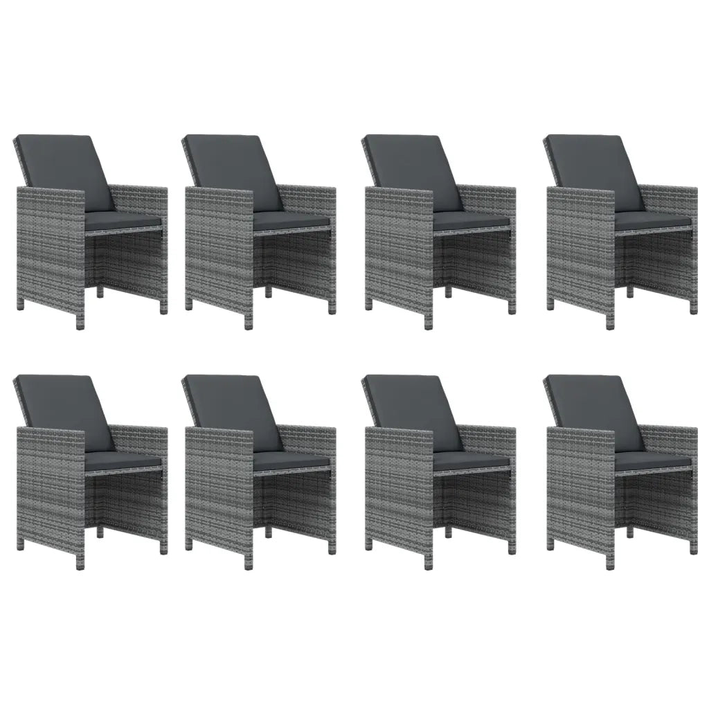 Set Pranzo da Giardino 9 pz con Cuscini in Polyrattan Grigio 3095525