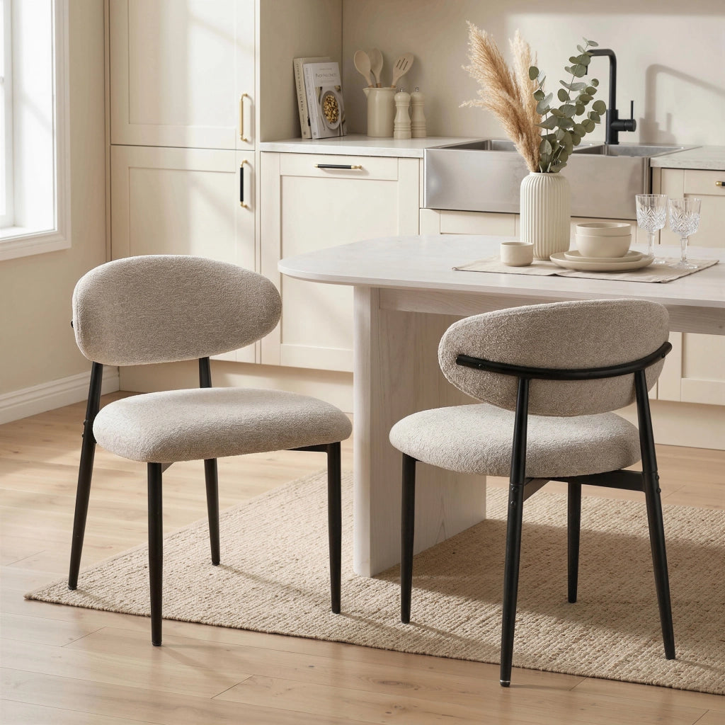 Sedia da pranzo imbottita ¨C Minimal ¨C Beige, metallo