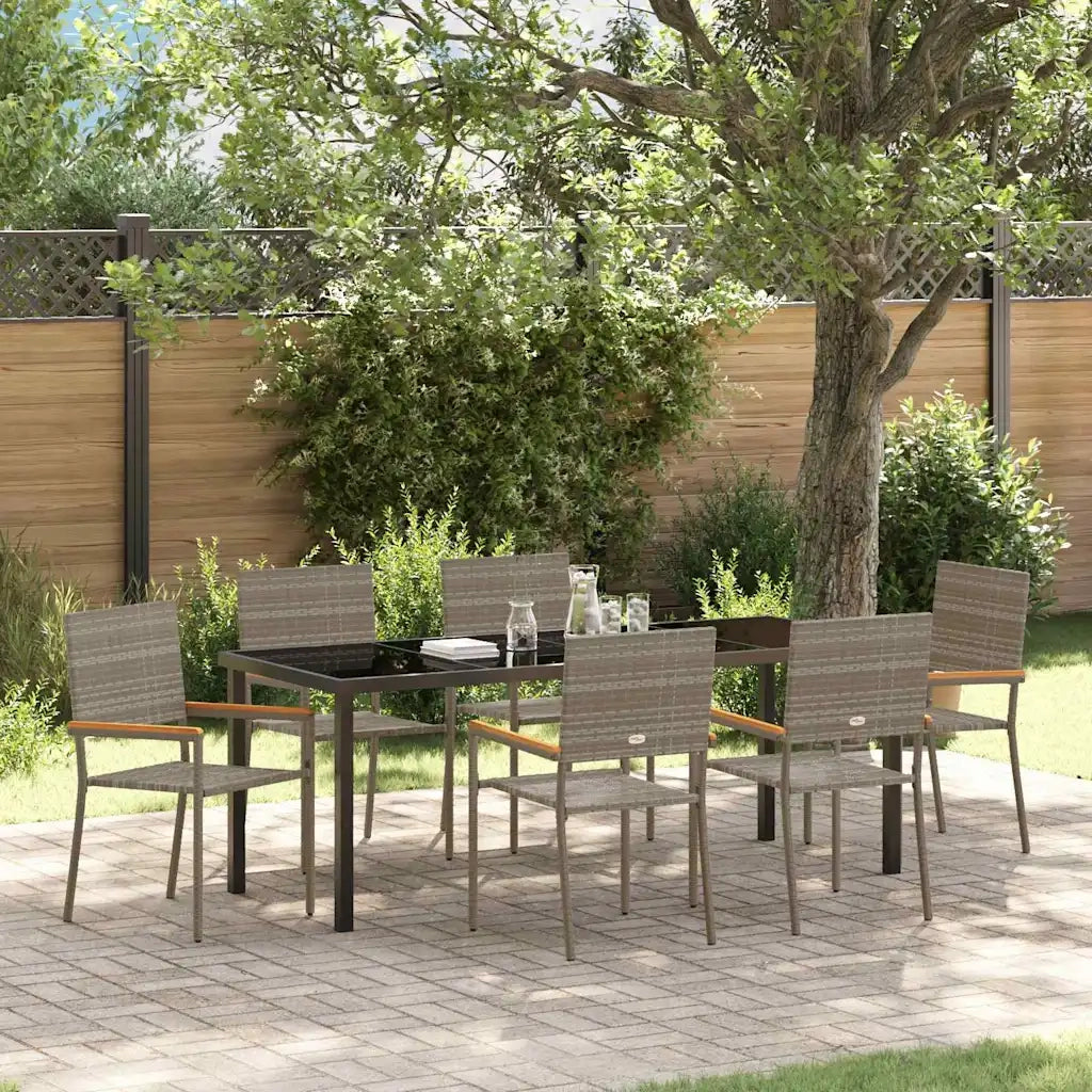 Set da Pranzo per Giardino con cuscino 7 pcs Grigio polyrattan 3379714