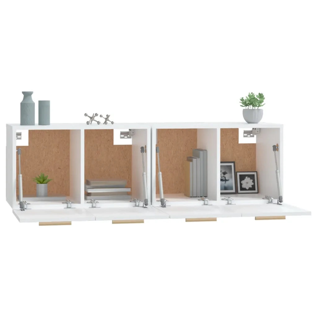 Armadietto a Muro | Mobili Parete 2 pz Bianco 60x36,5x35 cm Legno Multistrato