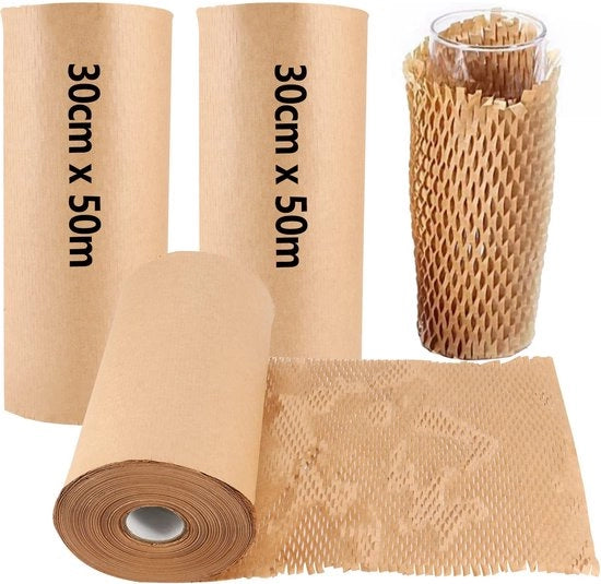 Papier per impacchettamento 30 cm x 50 m - 2 pezzi - Imballo - Demping - Carta kraft - Risparmio di spazio - Carta per imballo