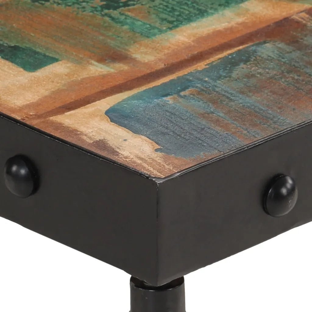 Tavolino Salotto con Ruote-Tavolino da soggiorno Legno Massello Recupero 100x55x26 cm