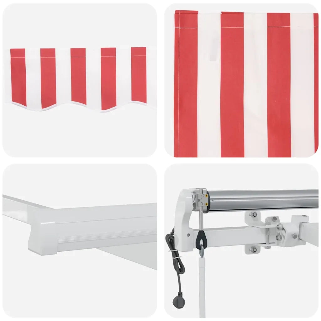 Tettuccio Elettrico Retrattile Rosso e Bianco 450 × 350 cm 3331099